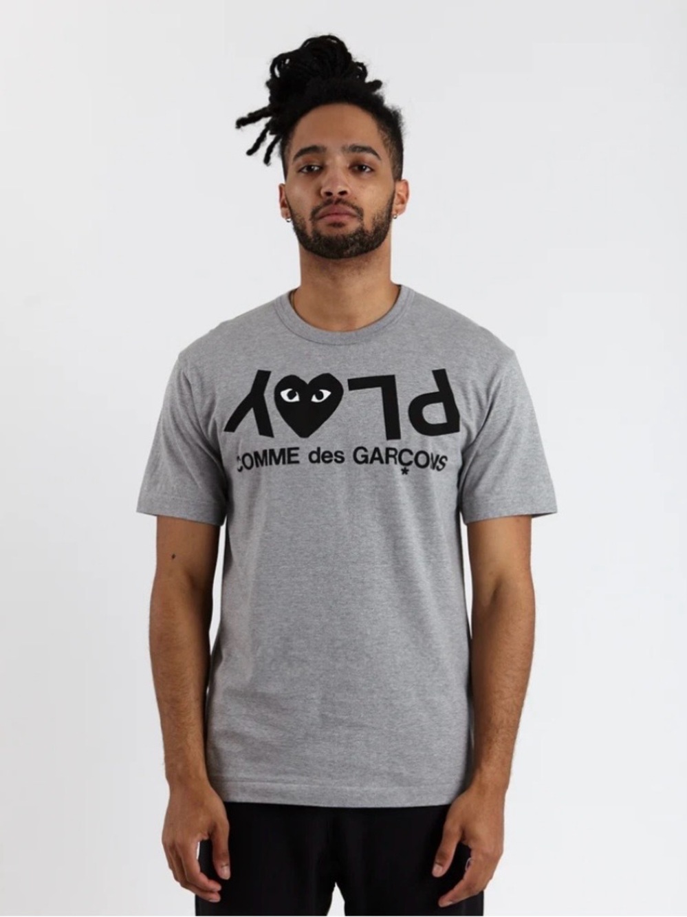 Comme Des Garçons Play Black play logo t shirt grey NWT